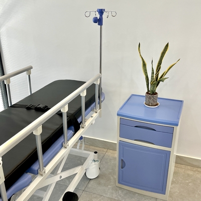 अस्पताल के मेडिकल के लिए हाइड्रोलिक एम्बुलेंस स्ट्रेचर ट्रॉली ब्लू