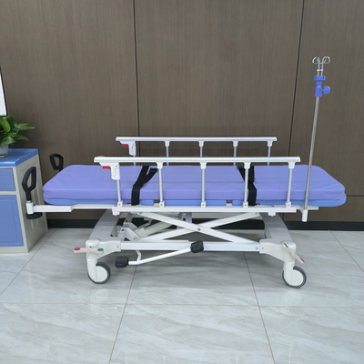 ब्लू हाइड्रोलिक एम्बुलेंस स्ट्रेचर ट्रॉली मरीजों के लिए आयातित धातु