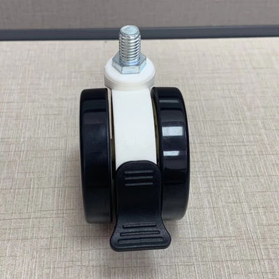 पीयू टीपीआर सामग्री M12X25MM ब्रेक सेंट्रल लॉकिंग के साथ मेडिकल कॉस्टर व्हील