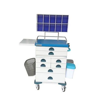 स्टोरेज बॉक्स ब्लू के साथ अस्पताल 1080 मिमी मेडिकल एनेस्थीसिया कार्ट